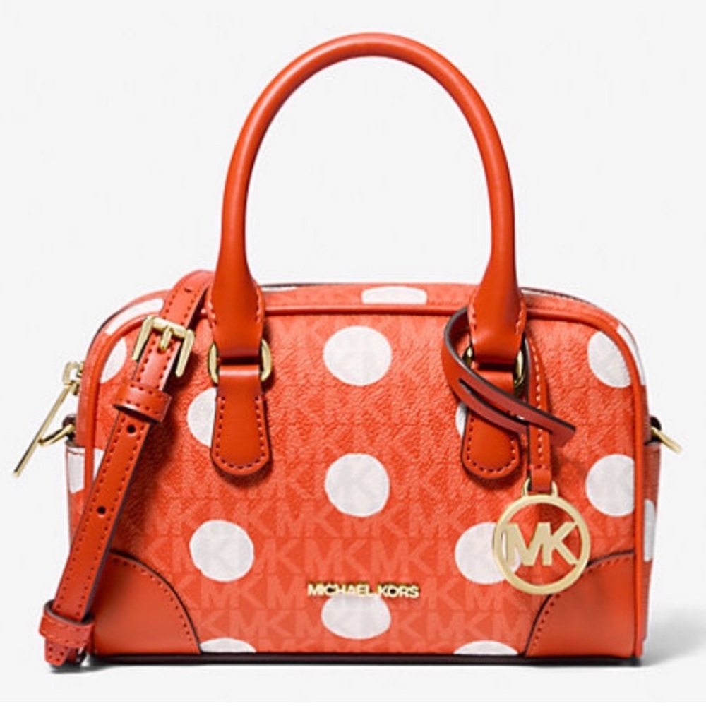 Michael kors Thompson Extra-Small Polka Dot Signature Logo Satchel in red clay